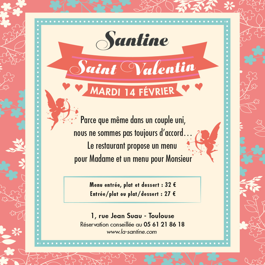Menu St Valentin, mardi 14 février 2023